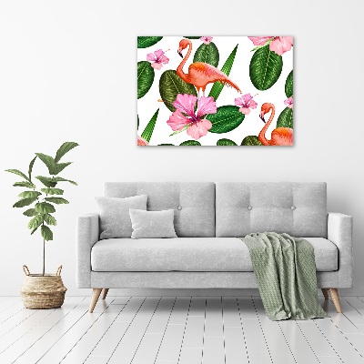 Print on acrylic Flamingos and plants