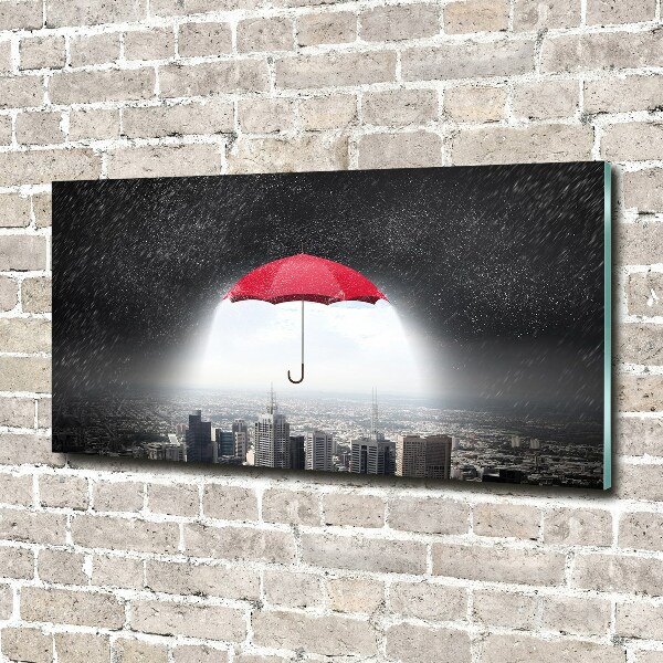 Print on acrylic Umbrella above the city