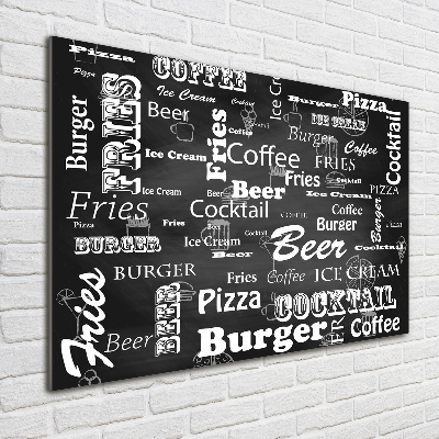 Acrylic wall art Menu in the restaurant