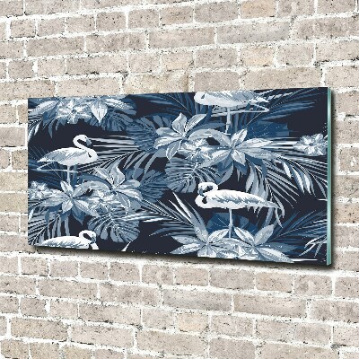 Wall art acrylic Flamingos and plants