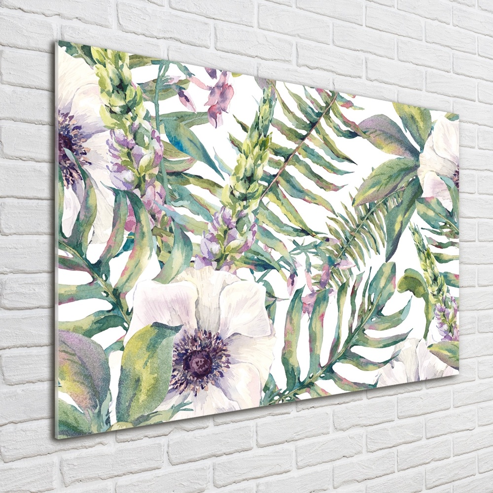 Acrylic wall art Ferns and flowers