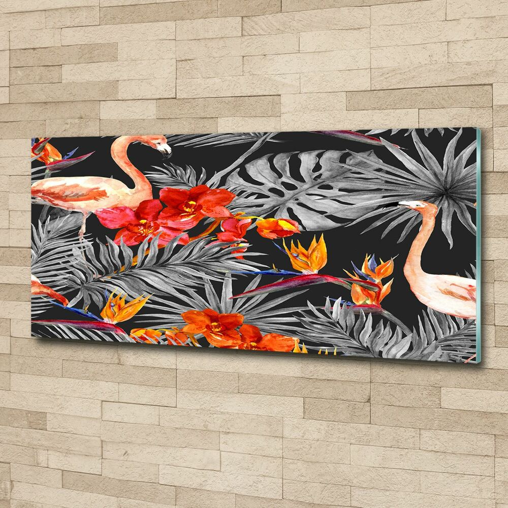 Acrylic wall art Flamingos and flowers