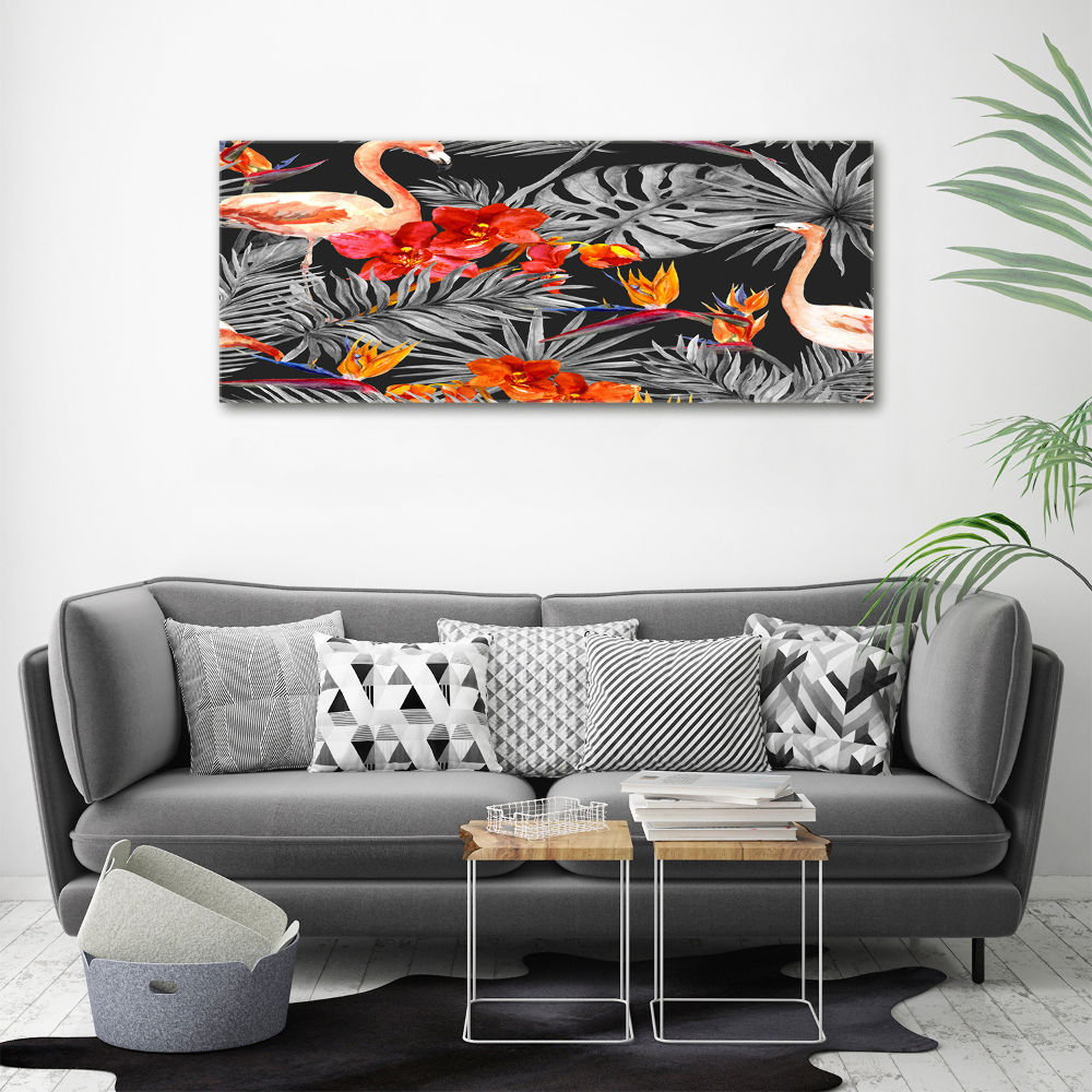 Acrylic wall art Flamingos and flowers