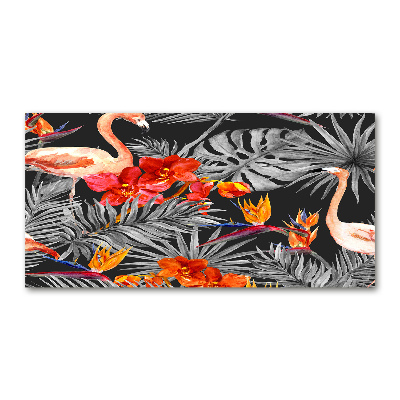 Acrylic wall art Flamingos and flowers