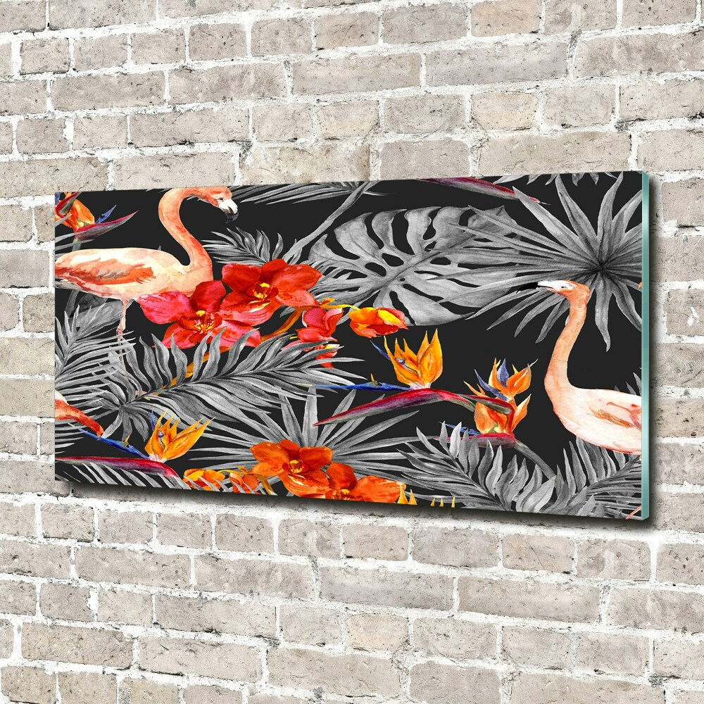 Acrylic wall art Flamingos and flowers