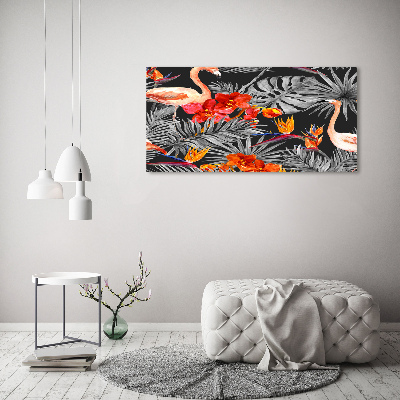 Acrylic wall art Flamingos and flowers