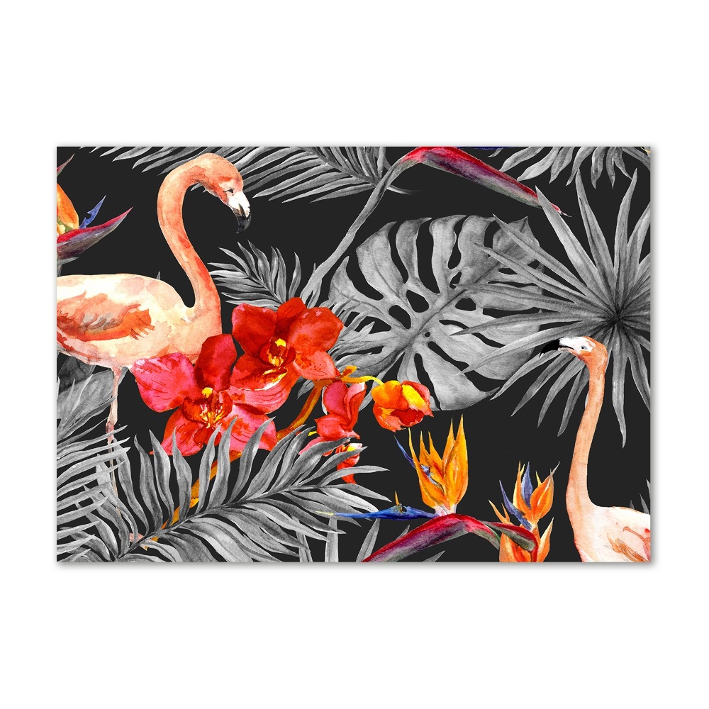 Acrylic wall art Flamingos and flowers