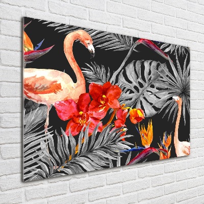 Acrylic wall art Flamingos and flowers