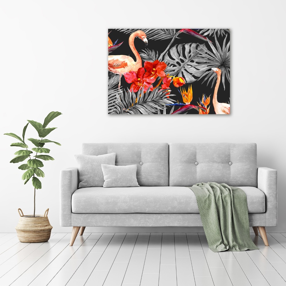 Acrylic wall art Flamingos and flowers