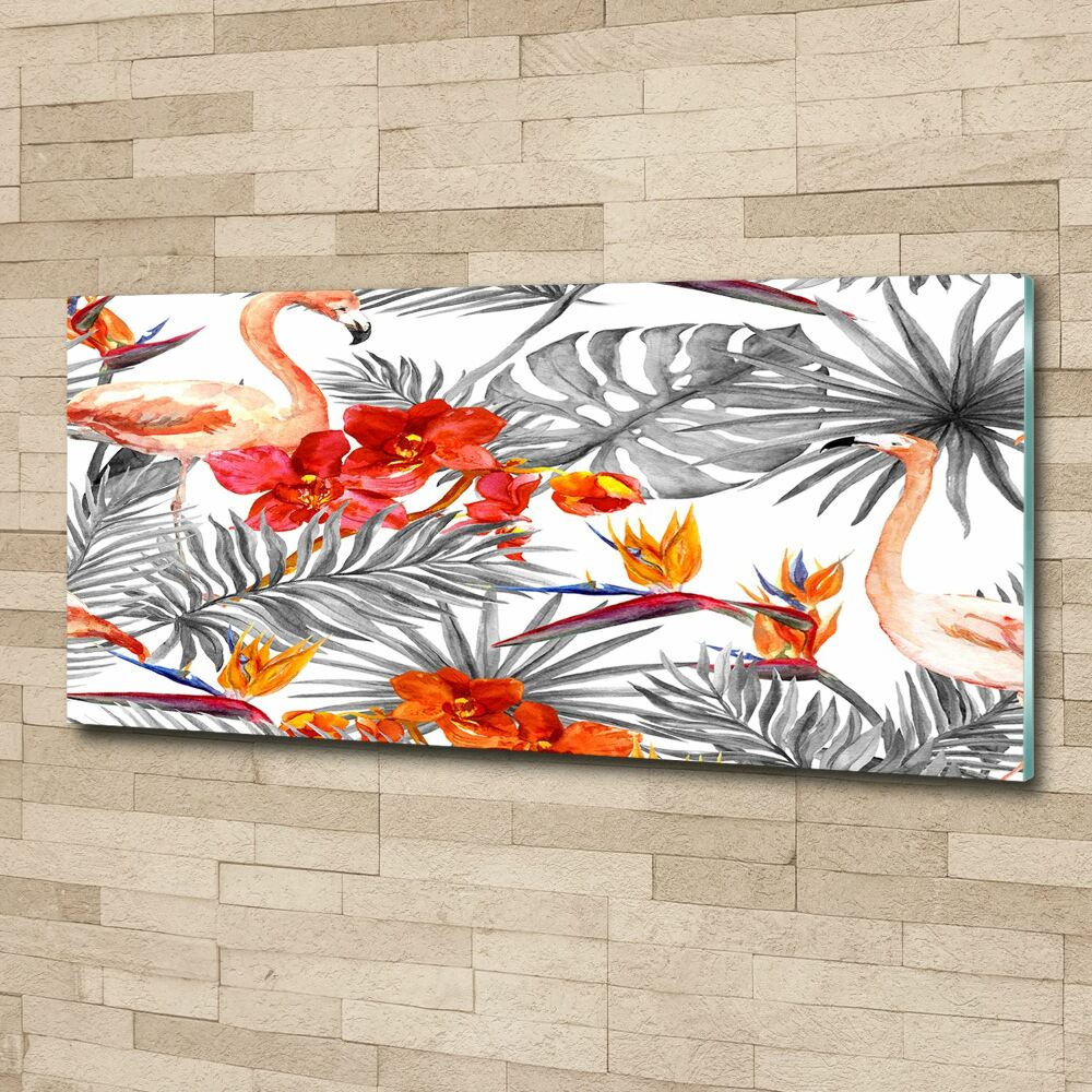 Acrylic wall art Flamingos and flowers