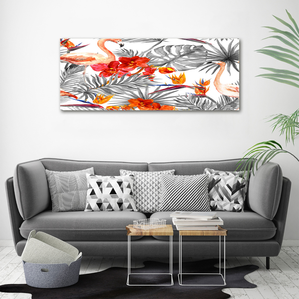 Acrylic wall art Flamingos and flowers