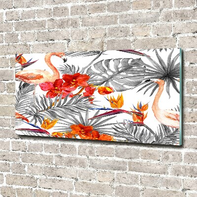 Acrylic wall art Flamingos and flowers