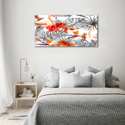 Acrylic wall art Flamingos and flowers