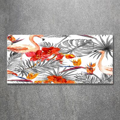 Acrylic wall art Flamingos and flowers