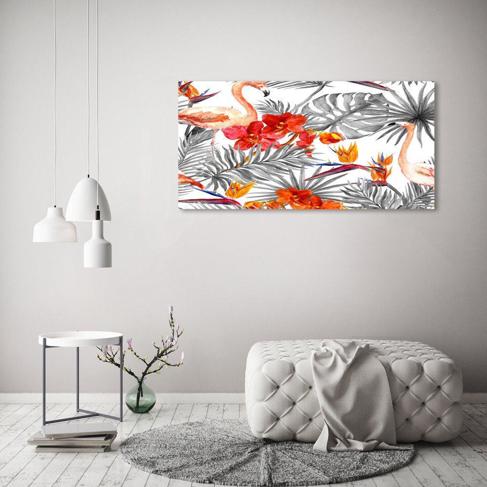 Acrylic wall art Flamingos and flowers