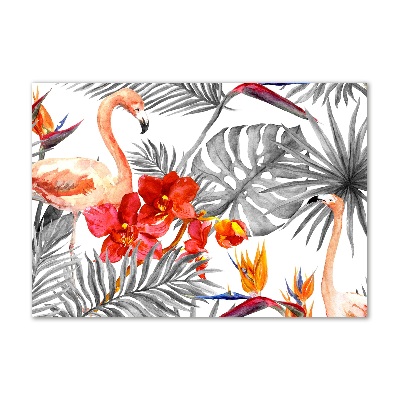 Acrylic wall art Flamingos and flowers