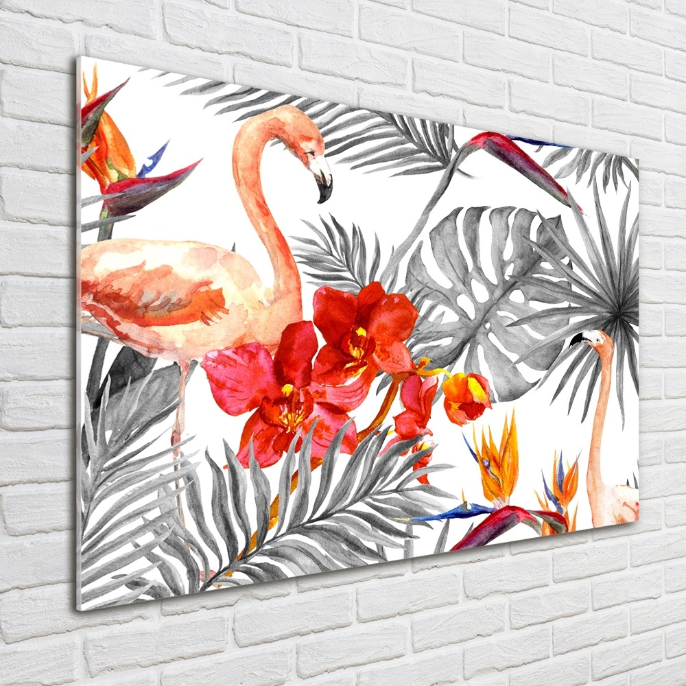 Acrylic wall art Flamingos and flowers