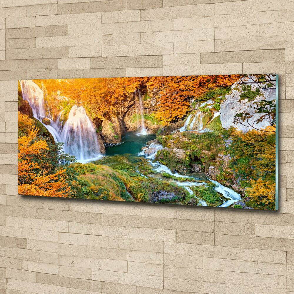 Print on acrylic Waterfall in autumn