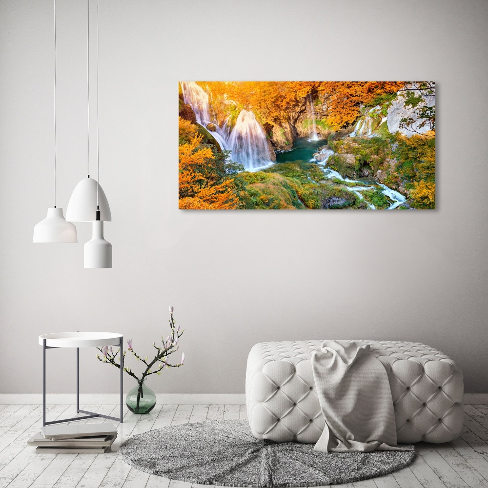 Print on acrylic Waterfall in autumn