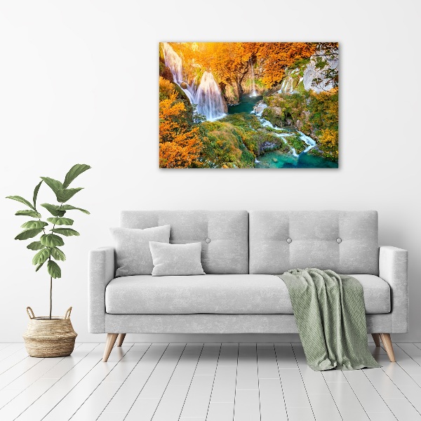 Print on acrylic Waterfall in autumn