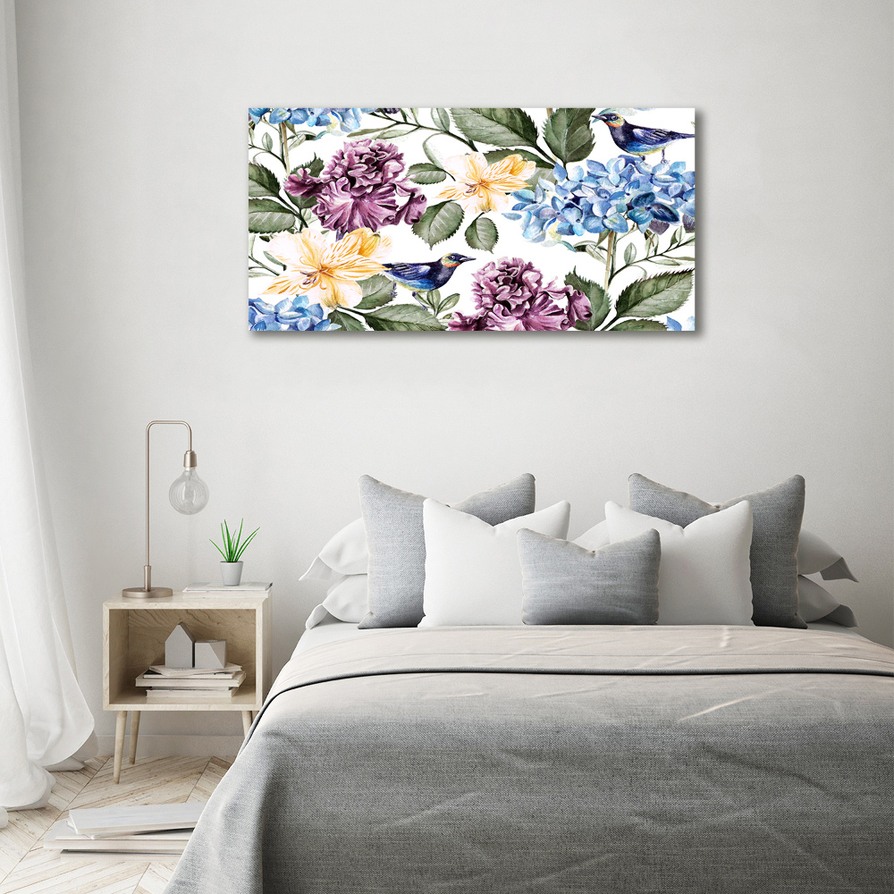 Print on acrylic Flowers and birds