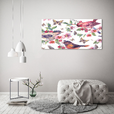 Print on acrylic Birds butterflies cherries