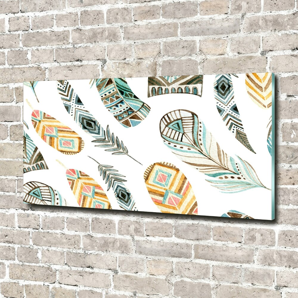 Wall art acrylic Ethnic feathers