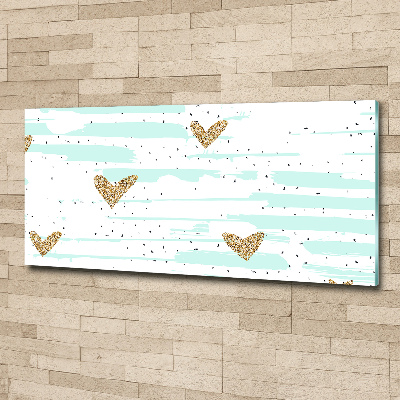 Wall art acrylic Golden hearts