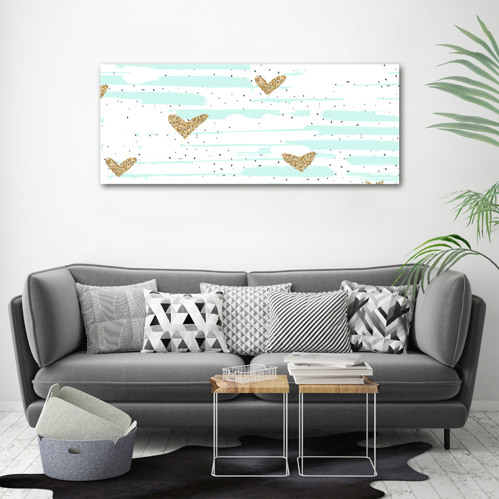 Wall art acrylic Golden hearts