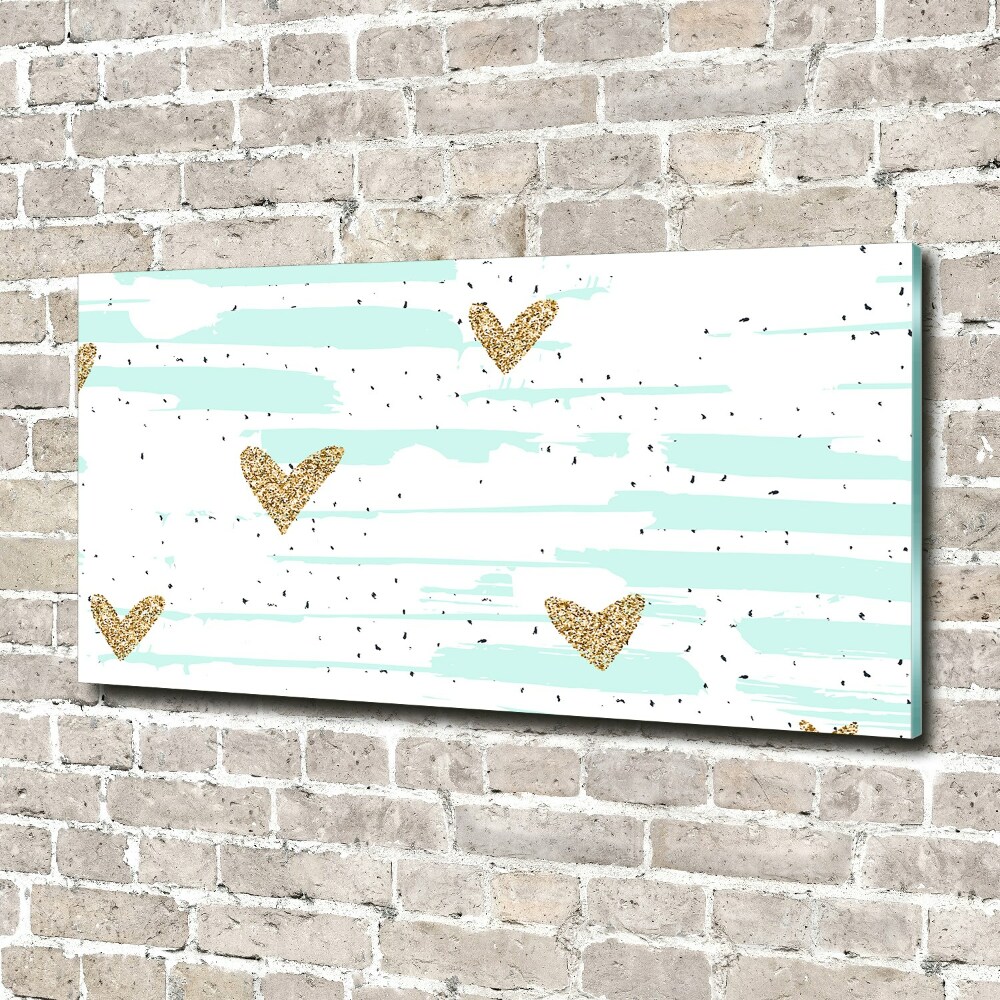 Wall art acrylic Golden hearts