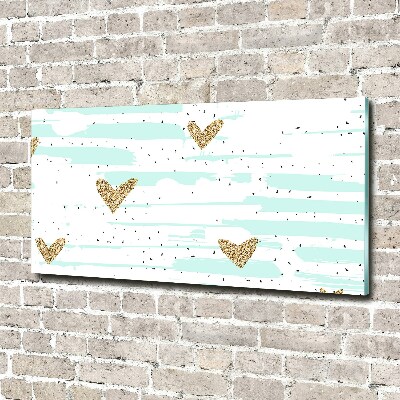 Wall art acrylic Golden hearts