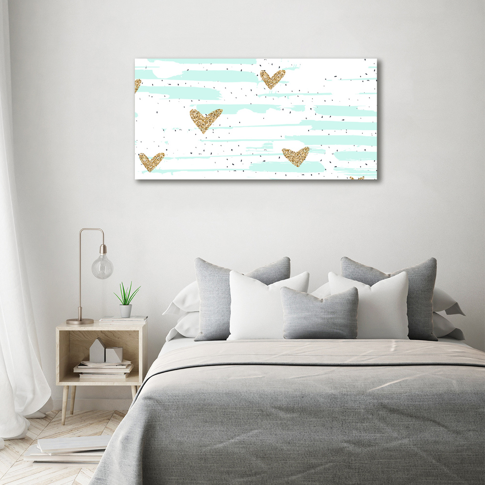 Wall art acrylic Golden hearts