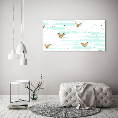 Wall art acrylic Golden hearts