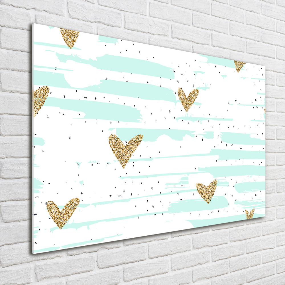 Wall art acrylic Golden hearts