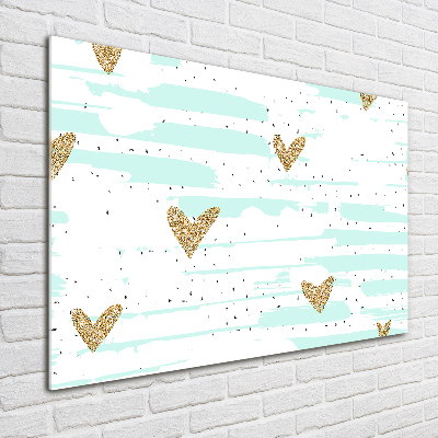 Wall art acrylic Golden hearts