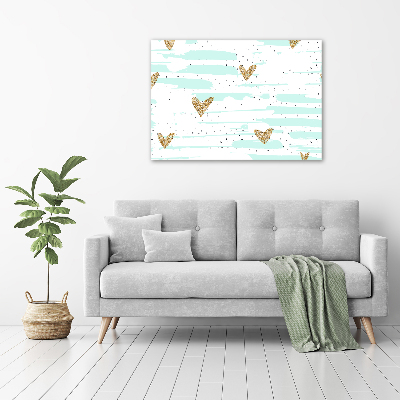 Wall art acrylic Golden hearts