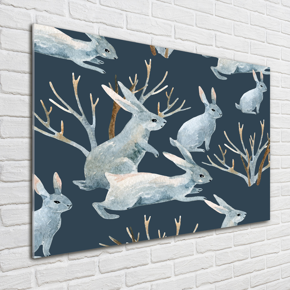 Print on acrylic Rabbits in winter