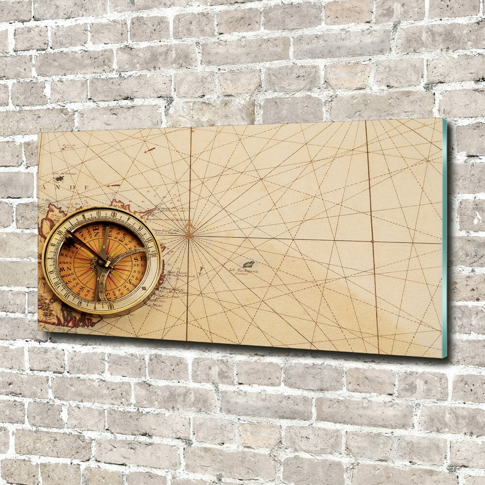 Acrylic wall art Compass on the map