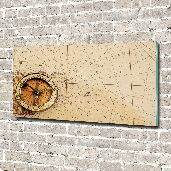 Acrylic wall art Compass on the map