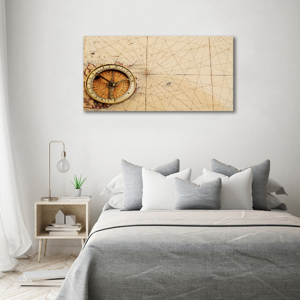 Acrylic wall art Compass on the map