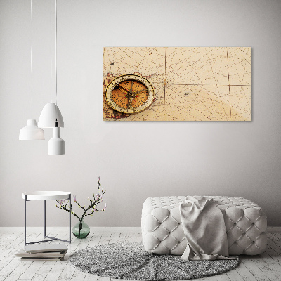 Acrylic wall art Compass on the map