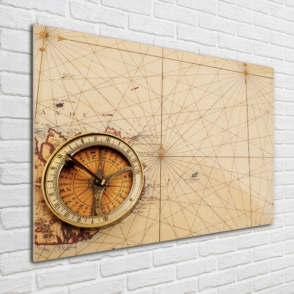 Acrylic wall art Compass on the map