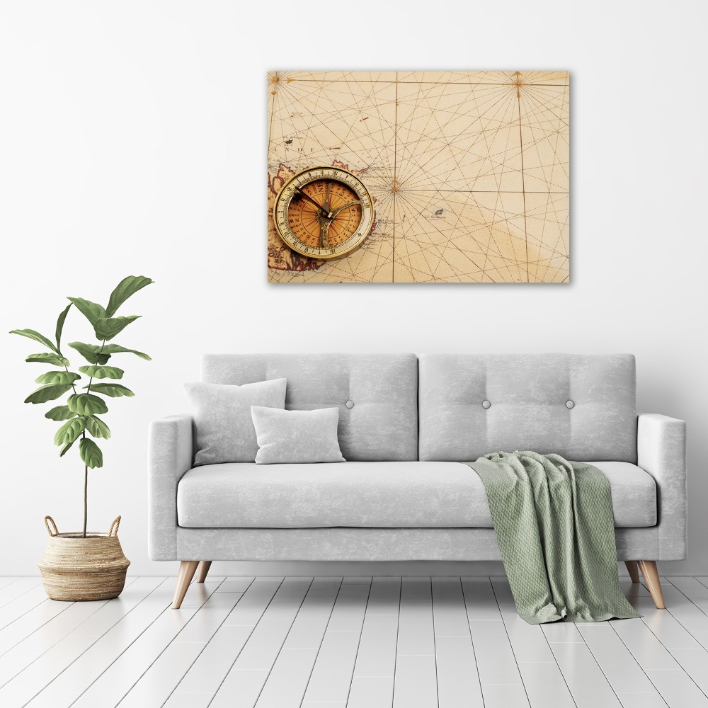 Acrylic wall art Compass on the map