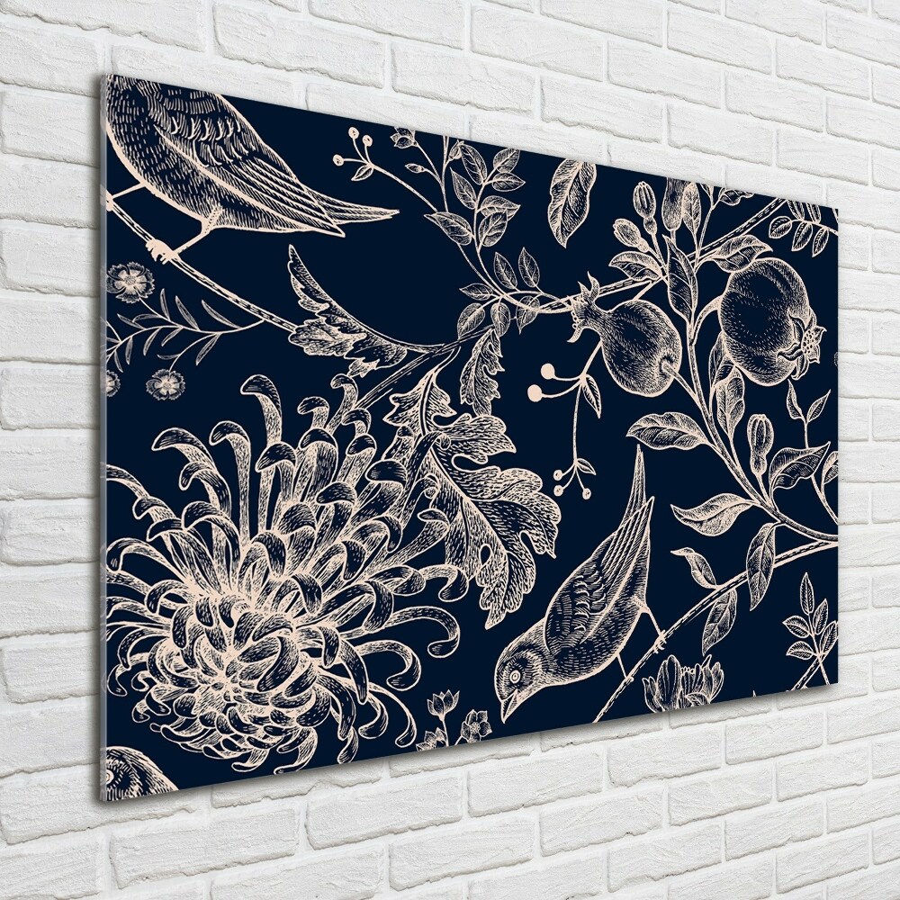 Print on acrylic Flowers and birds