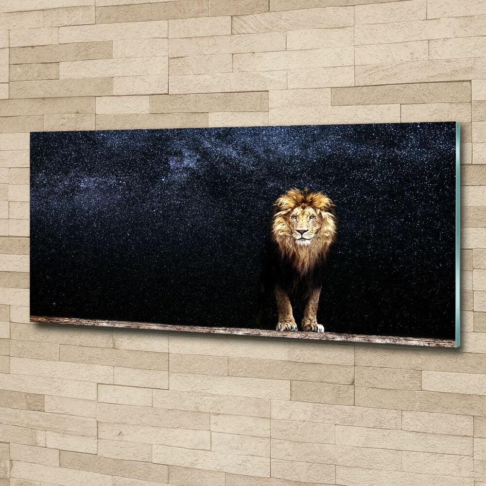 Acrylic wall art Lion against the backdrop of the stars