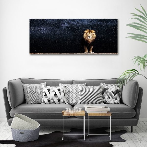 Acrylic wall art Lion against the backdrop of the stars