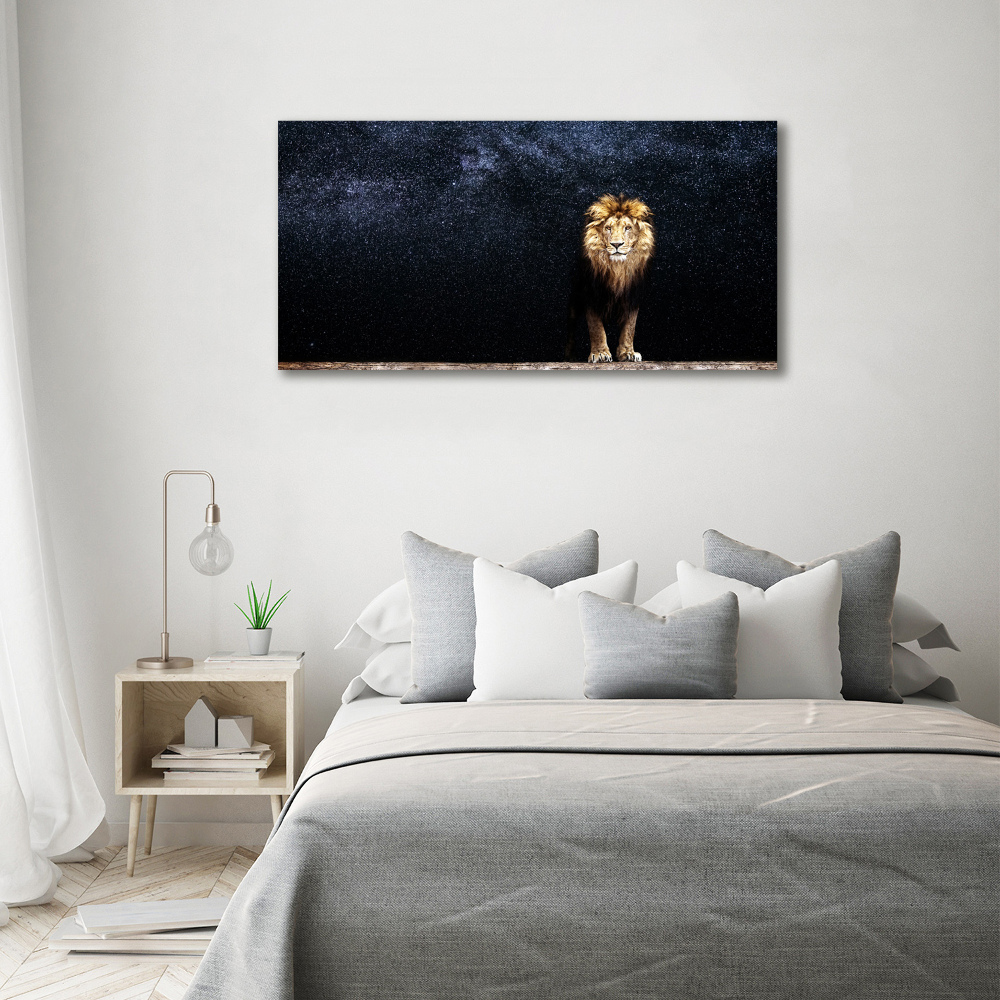 Acrylic wall art Lion against the backdrop of the stars