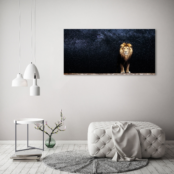 Acrylic wall art Lion against the backdrop of the stars