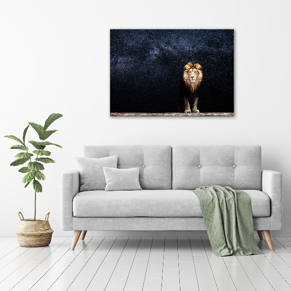 Acrylic wall art Lion against the backdrop of the stars