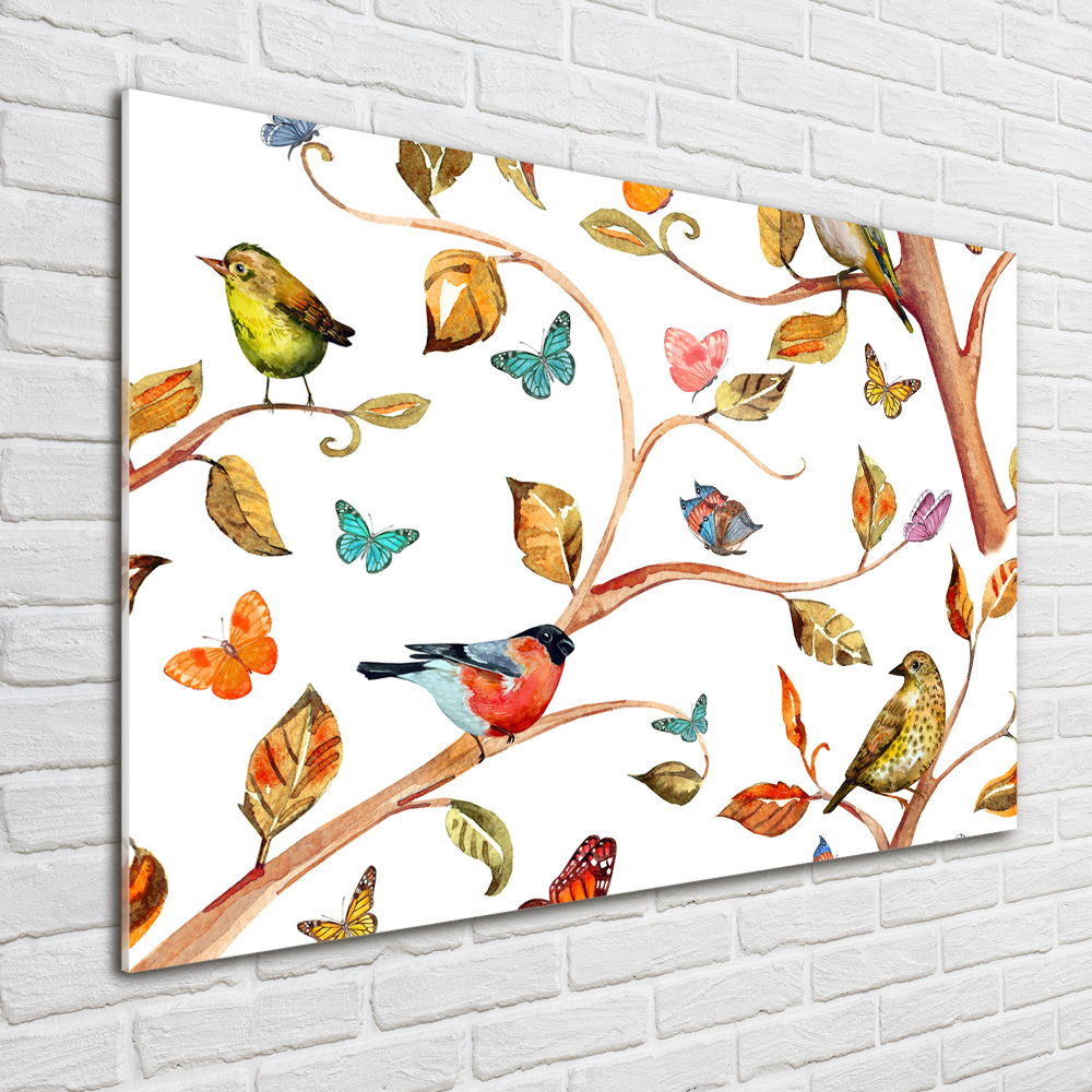 Print on acrylic Birds and butterflies